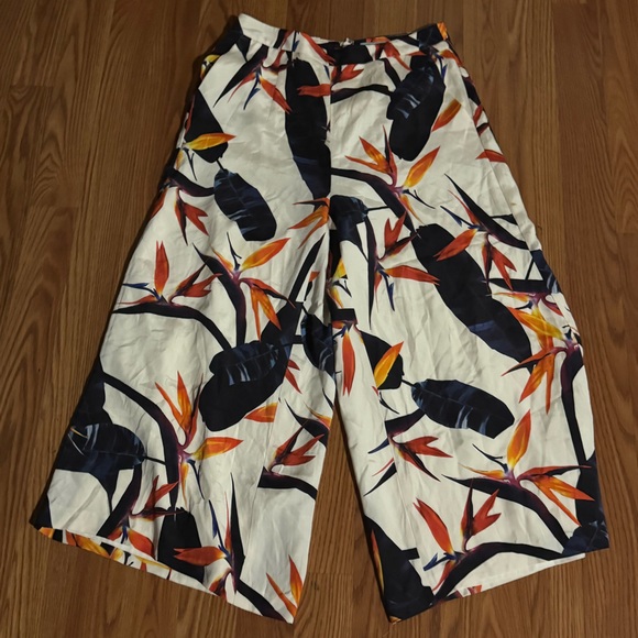 Kookai Pants - Kookai Paradise Culottes Designer Silk Cropped Wide Leg Dress Pants Bohemian